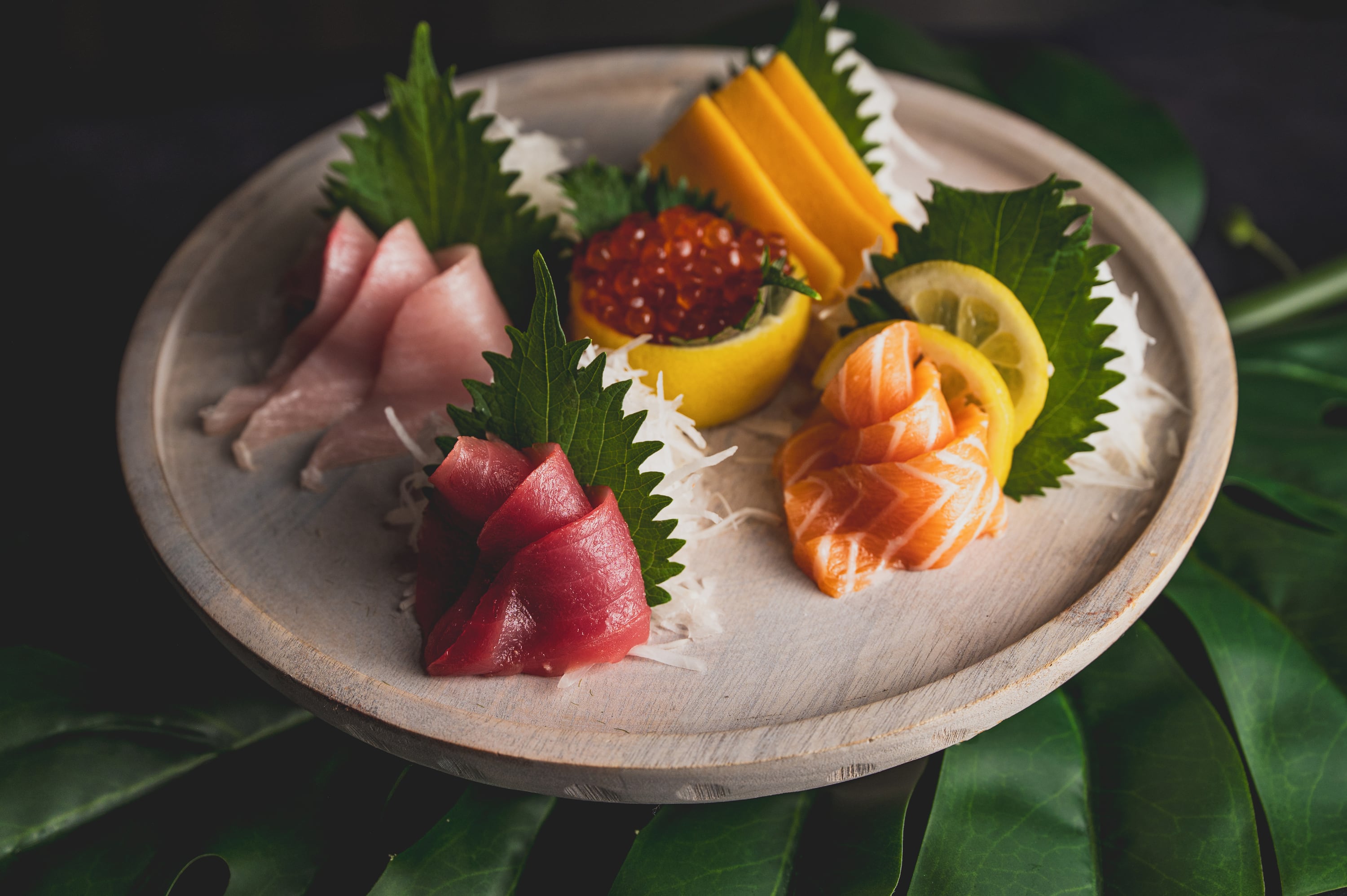 Sashimi platter arranged for an event